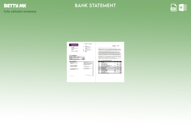 модерен стил Обединетото Кралство NatWest шаблон за зборови за изводи од банкарс